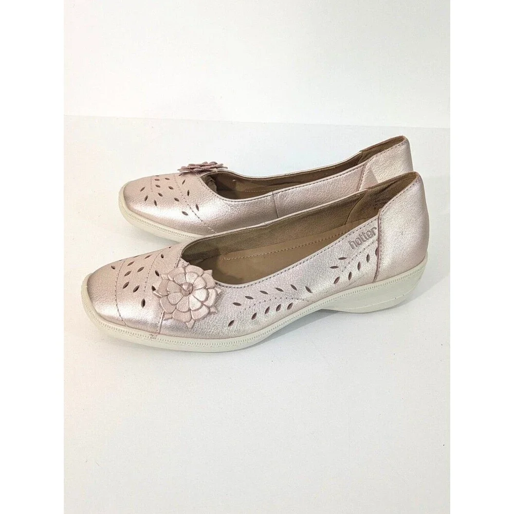 NEW Hotter Rose Gold 'Mexico' Low Heeled Slip Ons / Loafers - Size 8 Womens